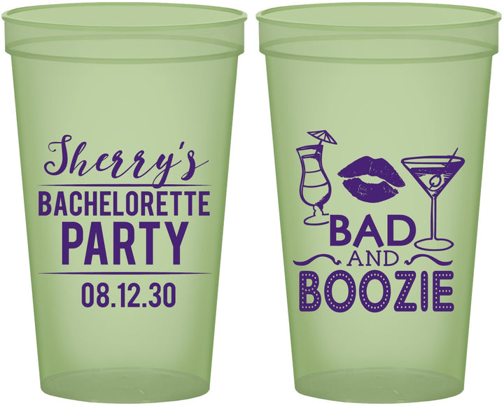 Custom Bachelorette 22 oz Glow In The Dark Cups - Bad And Boozie | 60156