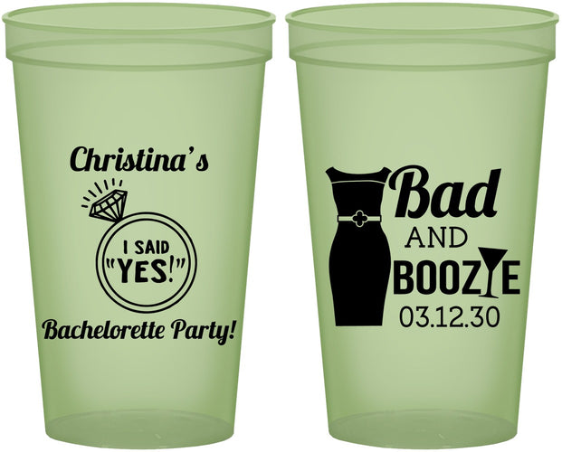 Custom Bachelorette 22 oz Glow In The Dark Cups - Bad And Boozie | 60157