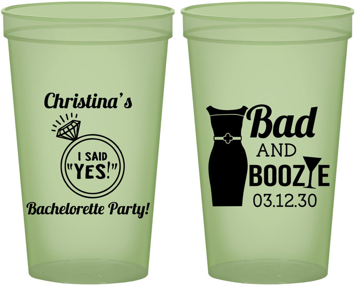 Custom Bachelorette 22 oz Glow In The Dark Cups - Bad And Boozie | 60157