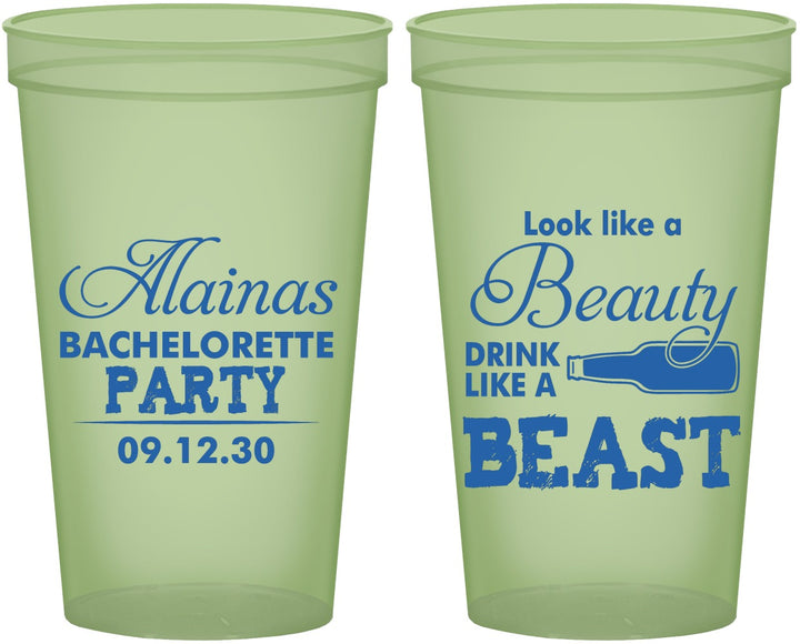 Custom Bachelorette 22 oz Glow In The Dark Cups - Beauty Beast | 60161