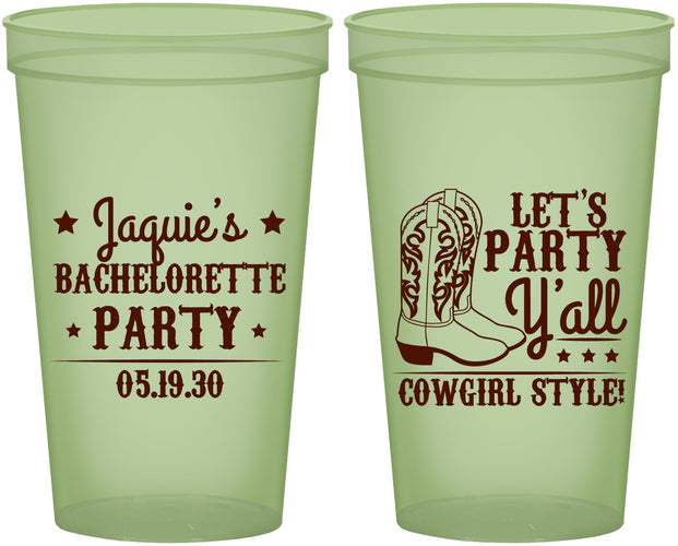 Custom Bachelorette 22 oz Glow In The Dark Cups - Cowgirl Boots | 60163