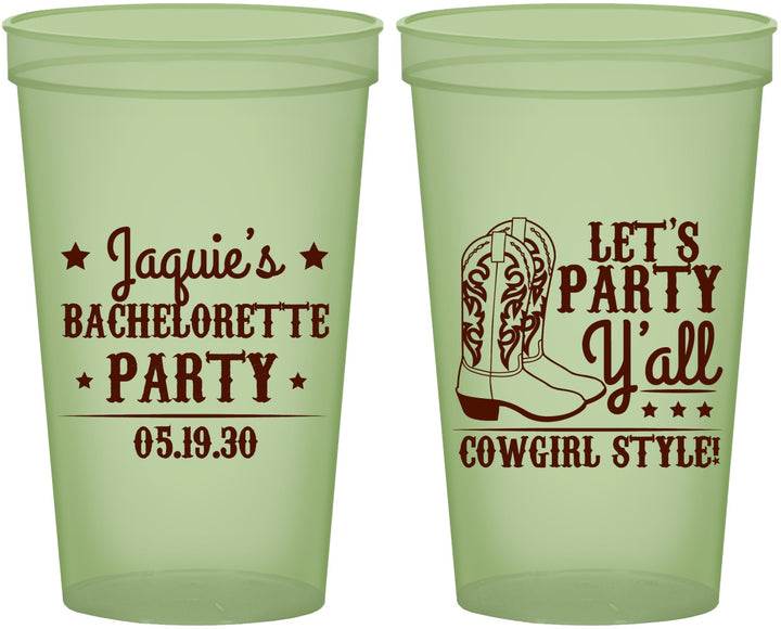 Custom Bachelorette 22 oz Glow In The Dark Cups - Cowgirl Boots | 60163
