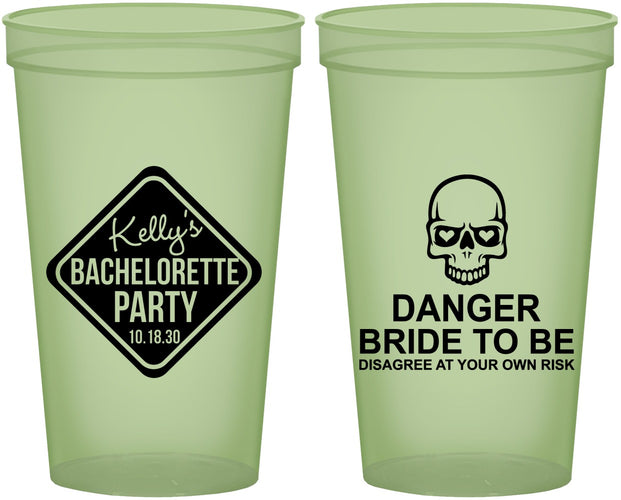 Custom Bachelorette 22 oz Glow In The Dark Cups - Danger Bride To Be | 60165