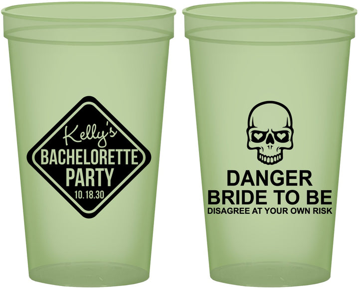 Custom Bachelorette 22 oz Glow In The Dark Cups - Danger Bride To Be | 60165