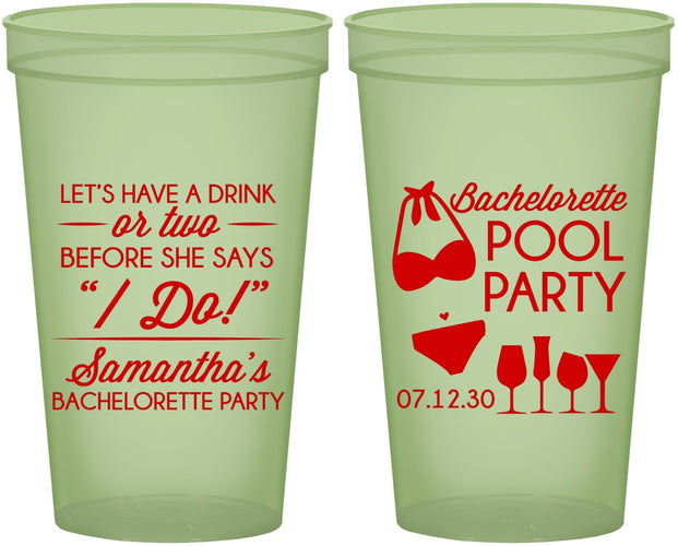 Custom Bachelorette 22 oz Glow In The Dark Cups - Pool Party | 60167