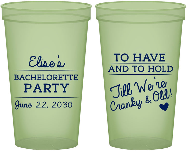 Custom Bachelorette 22 oz Glow In The Dark Cups - To Have And To Hold | 60168