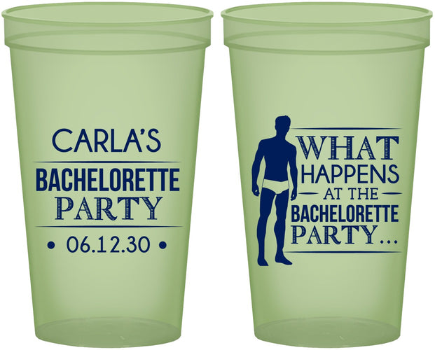 Custom Bachelorette 22 oz Glow In The Dark Cups - What Happens | 60172