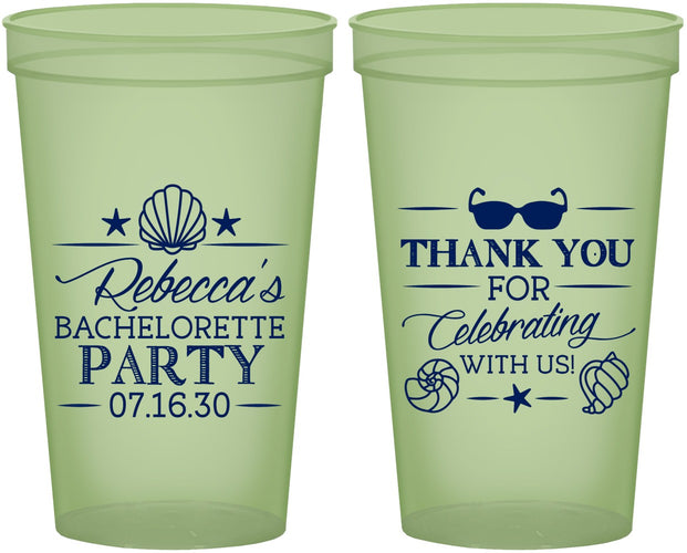 Custom Bachelorette 22 oz Glow In The Dark Cups - Beach | 60177