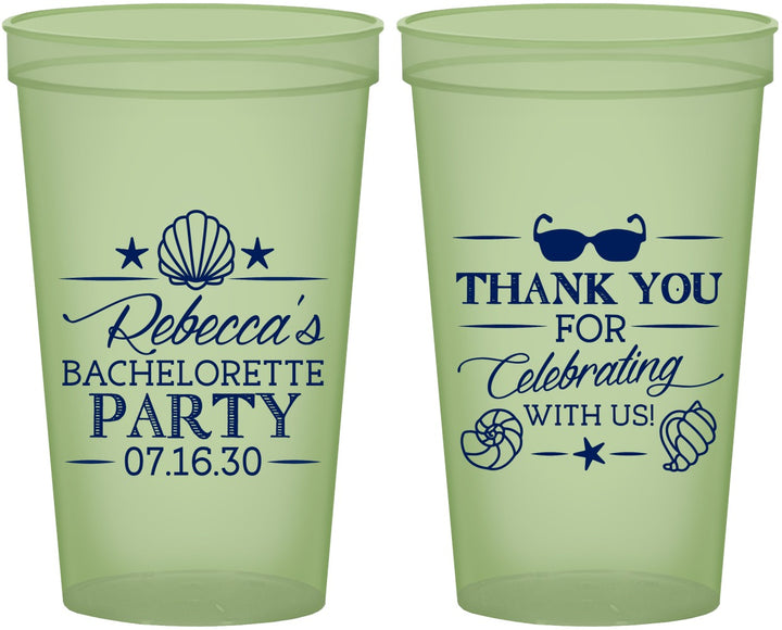Custom Bachelorette 22 oz Glow In The Dark Cups - Beach | 60177