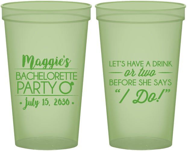 Custom Bachelorette 22 oz Glow In The Dark Cups - Before She Says I Do | 60179