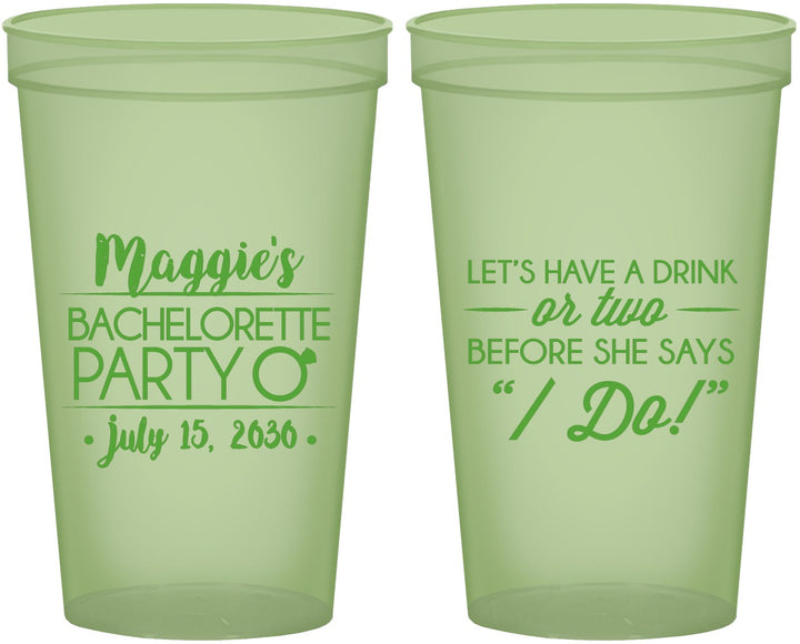 Custom Bachelorette 22 oz Glow In The Dark Cups - Before She Says I Do | 60179
