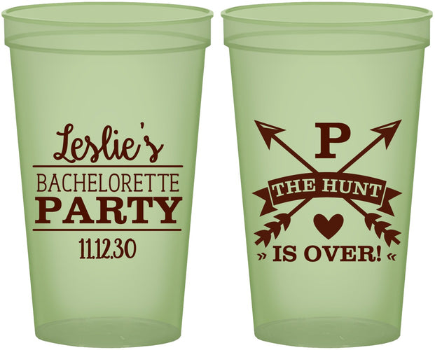 Custom Bachelorette 22 oz Glow In The Dark Cups - The Hunt Is Over | 60186