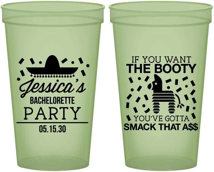 Custom Bachelorette 22 oz Glow In The Dark Cups - Smack That Ass | 60192