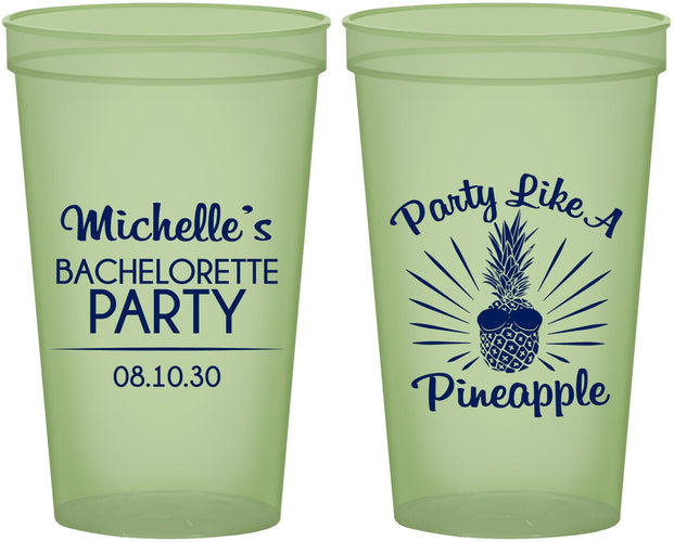 Custom Bachelorette 22 oz Glow In The Dark Cups - Party Like A Pineapple | 60193