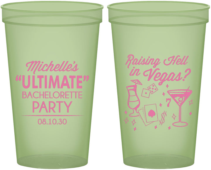 Custom Bachelorette 22 oz Glow In The Dark Cups - Raising Hell In Vegas | 60196