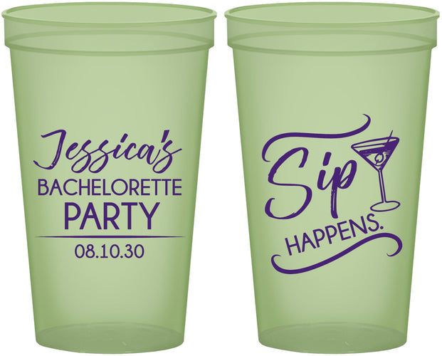 Custom Bachelorette 22 oz Glow In The Dark Cups - Sip Happens | 60197