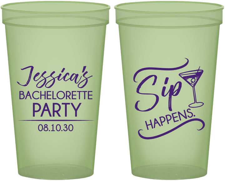 Custom Bachelorette 22 oz Glow In The Dark Cups - Sip Happens | 60197