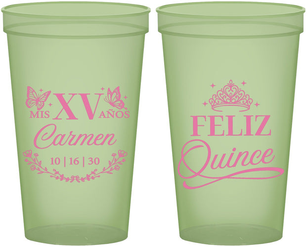 Custom Quinceanera 22 oz Glow In The Dark Cups - Mis Quince Anos | 70000