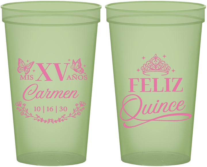 Custom Quinceanera 22 oz Glow In The Dark Cups - Mis Quince Anos | 70000