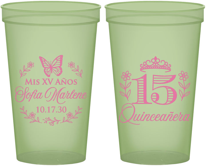 Custom Quinceanera 22 oz Glow In The Dark Cups - Mis Quince Anos | 70007