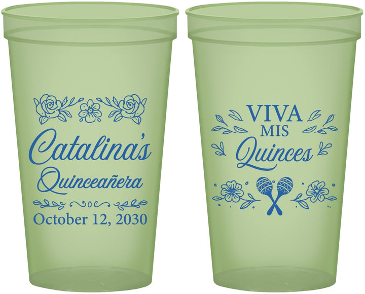 Custom Quinceanera 22 oz Glow In The Dark Cups - Viva Mis Quinces | 70009
