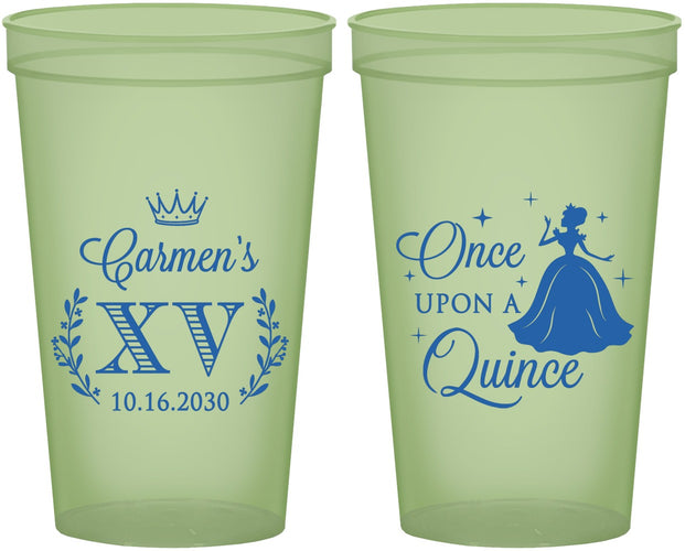 Custom Quinceanera 22 oz Glow In The Dark Cups - Once Upon A Quince | 70011