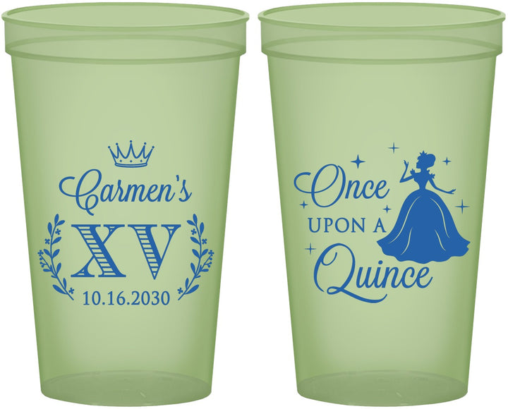 Custom Quinceanera 22 oz Glow In The Dark Cups - Once Upon A Quince | 70011