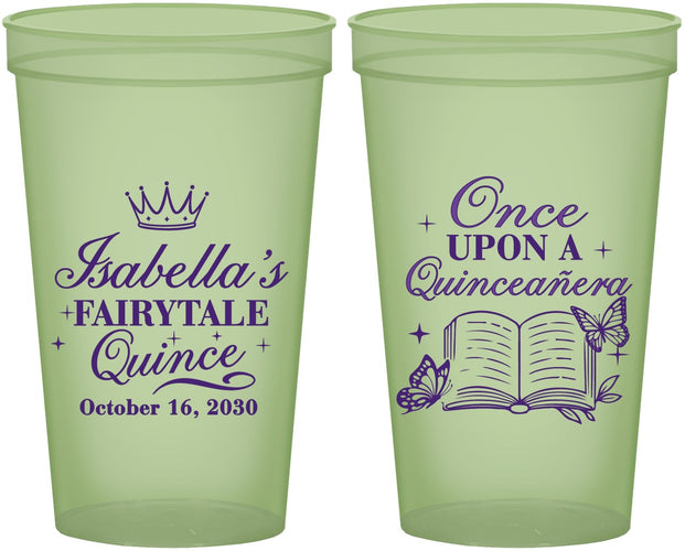 Custom Quinceanera 22 oz Glow In The Dark Cups - Once Upon A Quince | 70013