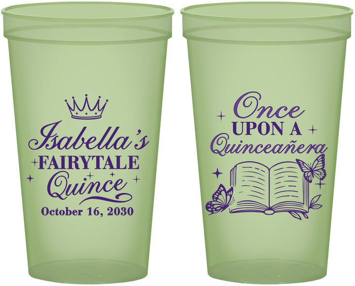 Custom Quinceanera 22 oz Glow In The Dark Cups - Once Upon A Quince | 70013