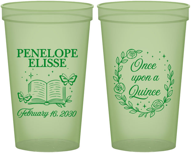 Custom Quinceanera 22 oz Glow In The Dark Cups - Once Upon A Quince | 70014