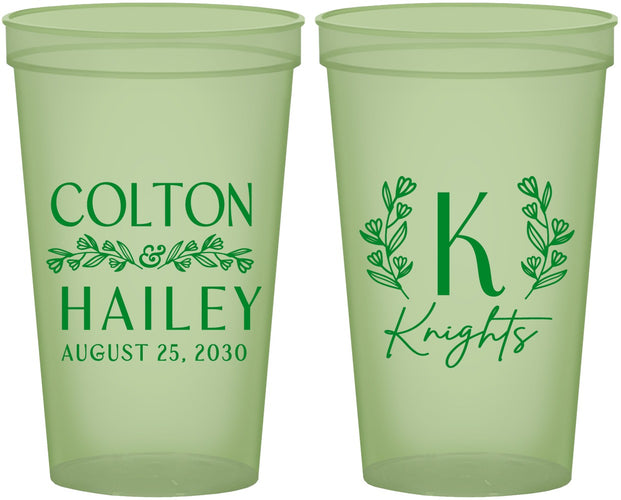 Custom Wedding 22 oz Glow In The Dark Cups - Monogram | 800