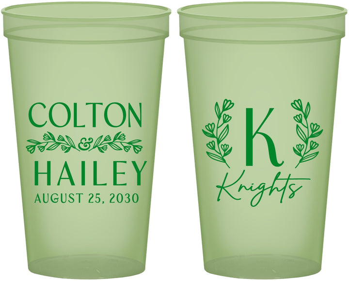 Custom Wedding 22 oz Glow In The Dark Cups - Monogram | 800