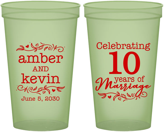 Custom Anniversary 22 oz Glow In The Dark Cups - 10 Years Of Marriage | 80000