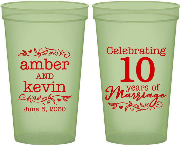 Custom Anniversary 22 oz Glow In The Dark Cups - 10 Years Of Marriage | 80000