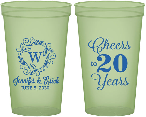 Custom Anniversary 22 oz Glow In The Dark Cups - Cheers To 20 Years | 80001