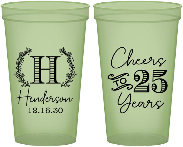 Custom Anniversary 22 oz Glow In The Dark Cups - Cheers To 25 Years | 80002