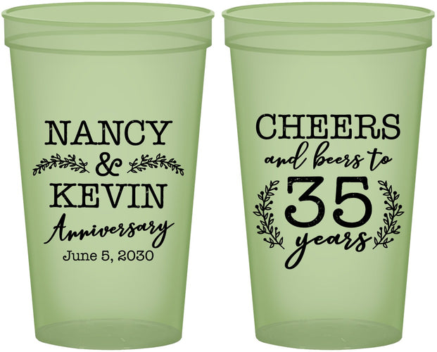 Custom Anniversary 22 oz Glow In The Dark Cups - Cheers To 35 Years | 80004
