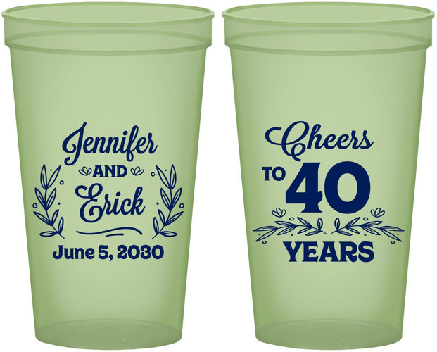 Custom Anniversary 22 oz Glow In The Dark Cups - Cheers To 40 Years | 80005