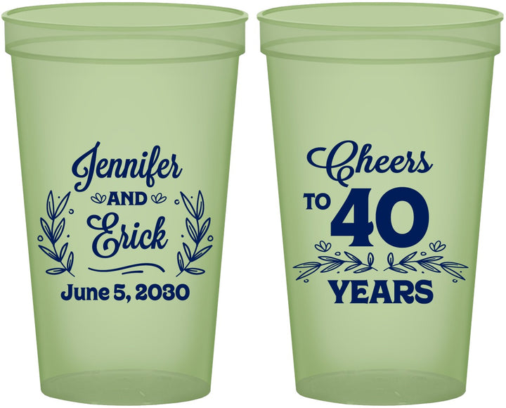 Custom Anniversary 22 oz Glow In The Dark Cups - Cheers To 40 Years | 80005