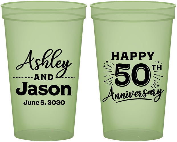 Custom Anniversary 22 oz Glow In The Dark Cups - 50th Wedding | 80007