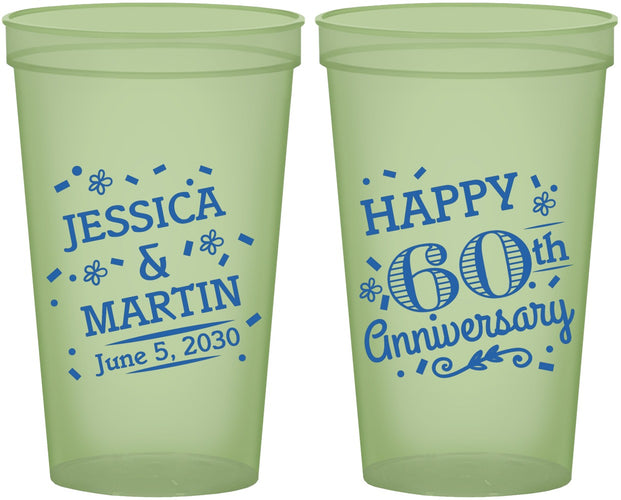 Custom Anniversary 22 oz Glow In The Dark Cups - Cheers To 60 Years | 80009