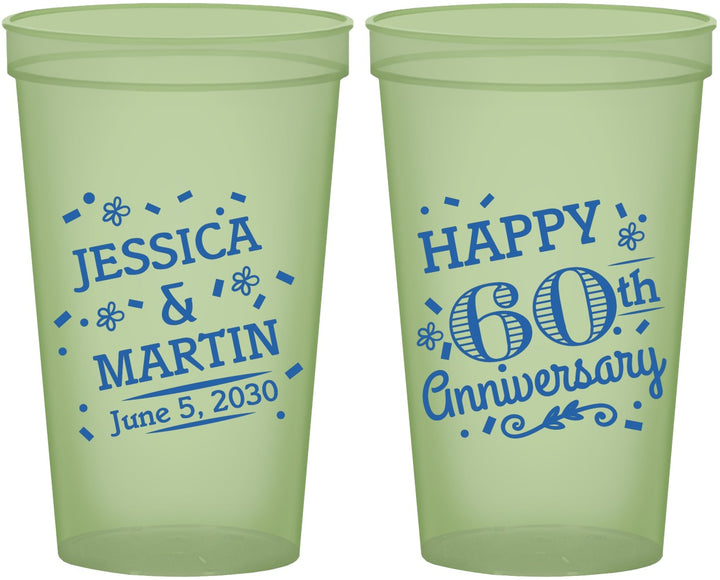 Custom Anniversary 22 oz Glow In The Dark Cups - Cheers To 60 Years | 80009