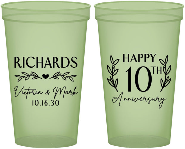Custom Anniversary 22 oz Glow In The Dark Cups - 10th Wedding | 80010