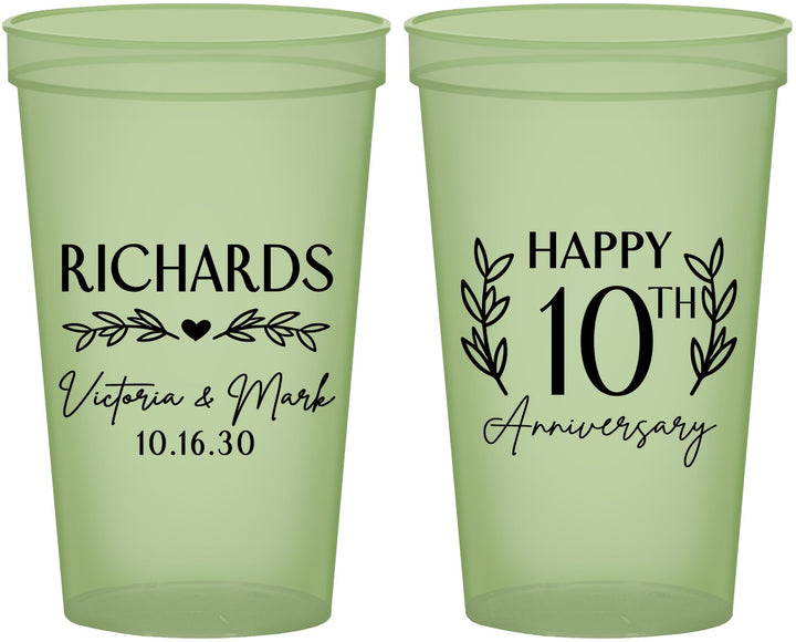 Custom Anniversary 22 oz Glow In The Dark Cups - 10th Wedding | 80010