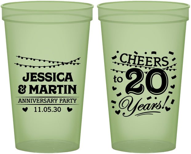Custom Anniversary 22 oz Glow In The Dark Cups - Cheers To 20 Years | 80011