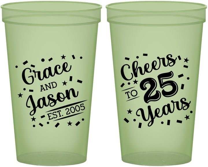 Custom Anniversary 22 oz Glow In The Dark Cups - Cheers To 25 Years | 80012