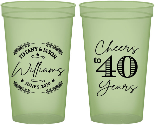 Custom Anniversary 22 oz Glow In The Dark Cups - Cheers To 40 Years | 80015