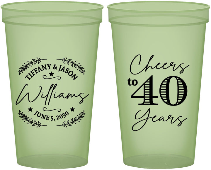 Custom Anniversary 22 oz Glow In The Dark Cups - Cheers To 40 Years | 80015