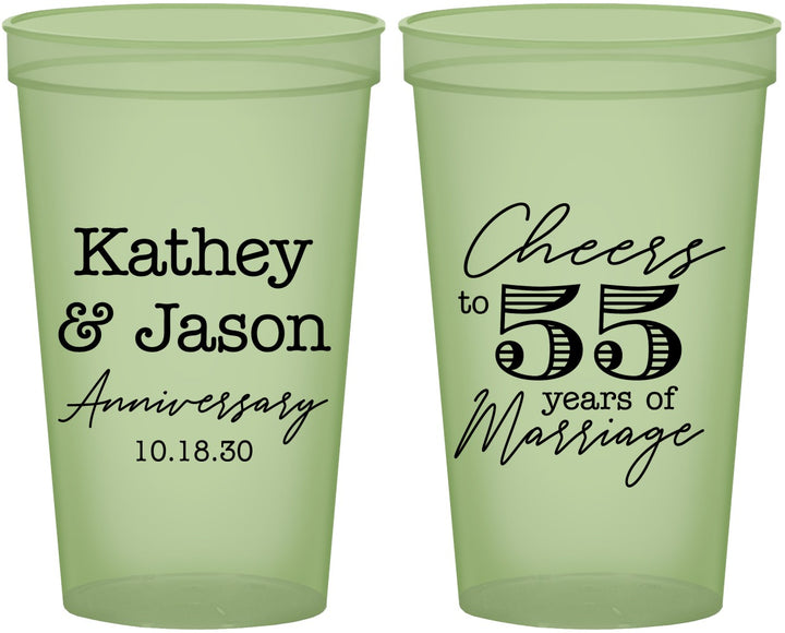 Custom Anniversary 22 oz Glow In The Dark Cups - Cheers To 55 Years | 80018