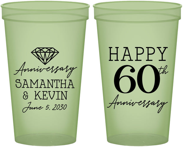 Custom Anniversary 22 oz Glow In The Dark Cups - 60th Wedding | 80019